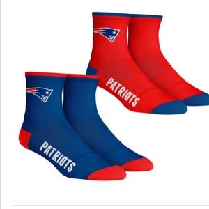 NWT New England Patriots 2 pack quarter core socks